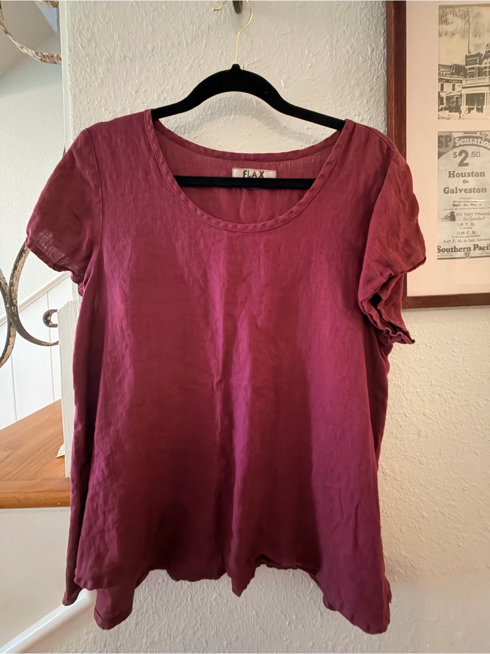 Flax Relaxed Scoop Neck Linen Top in Plum